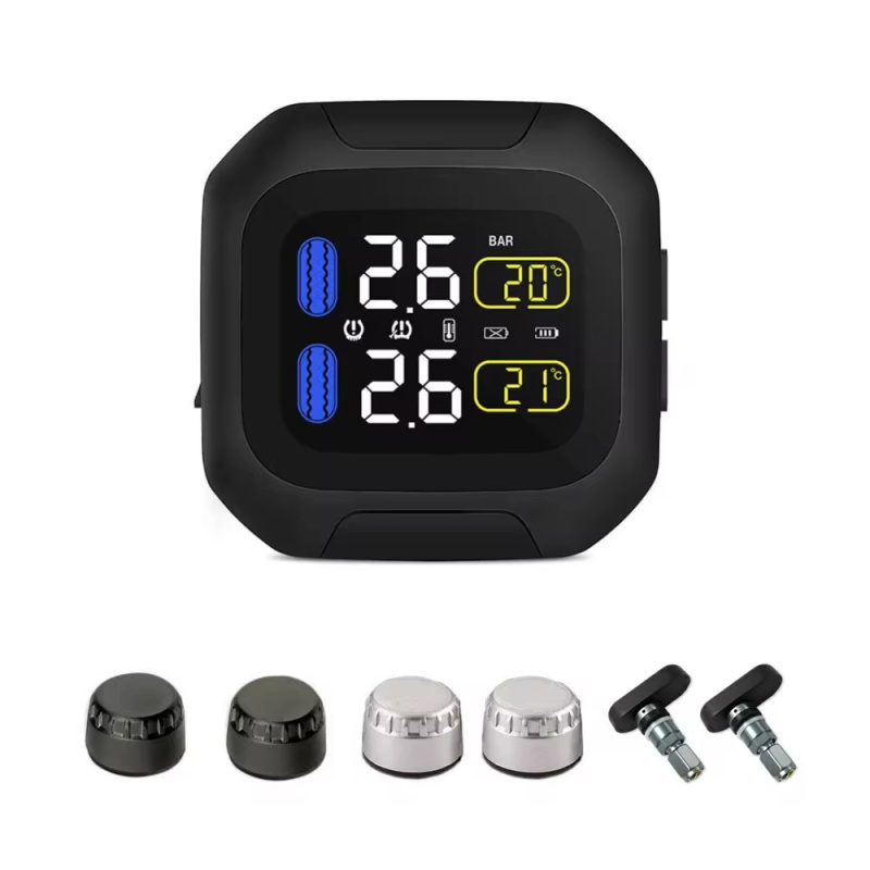 M3 Moto Système de surveillance de la pression des pneus en temps réel imperméable pour moto TPMS Affichage LCD sans fil Capteurs externes