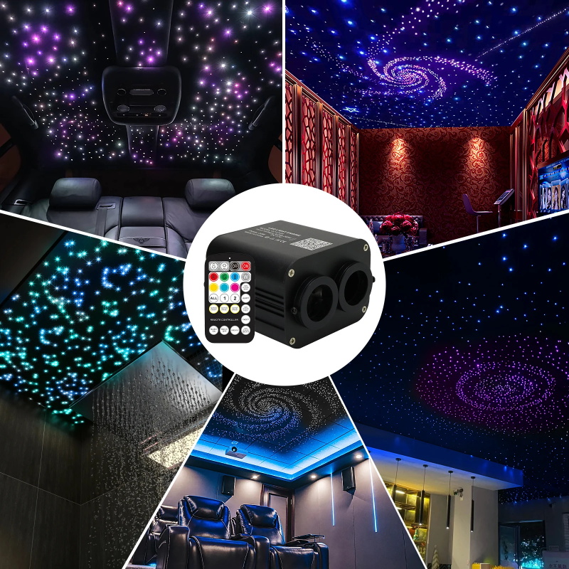 20W RGBW Double Tête Ciel Étoilé Auto Contrôle Musical Toit Auto Fibre Optique Étoile Plafond Set Smart APP Lumière Fibre Optique Scintillante