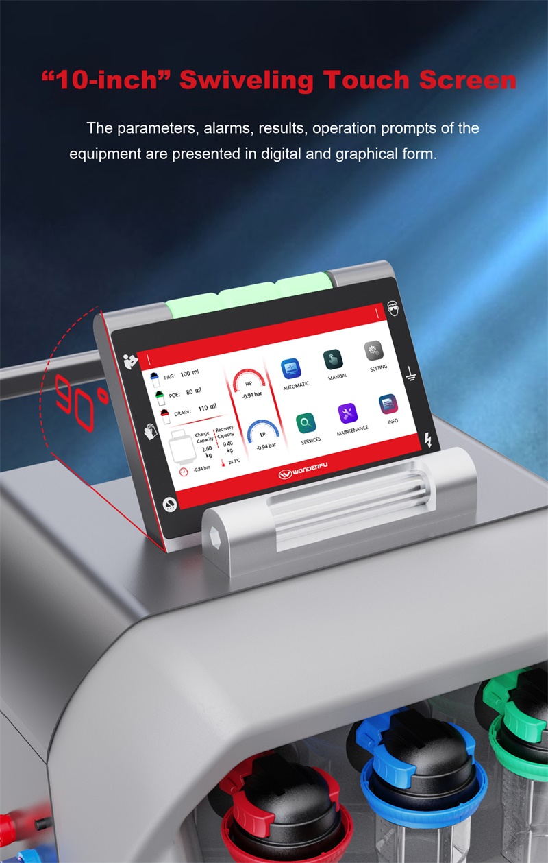 WONDERFU X568 Vollautomatisches Klimaservicegerät mit Rückgewinnung, Spülung, Datenbank und Drucker (für R134a)