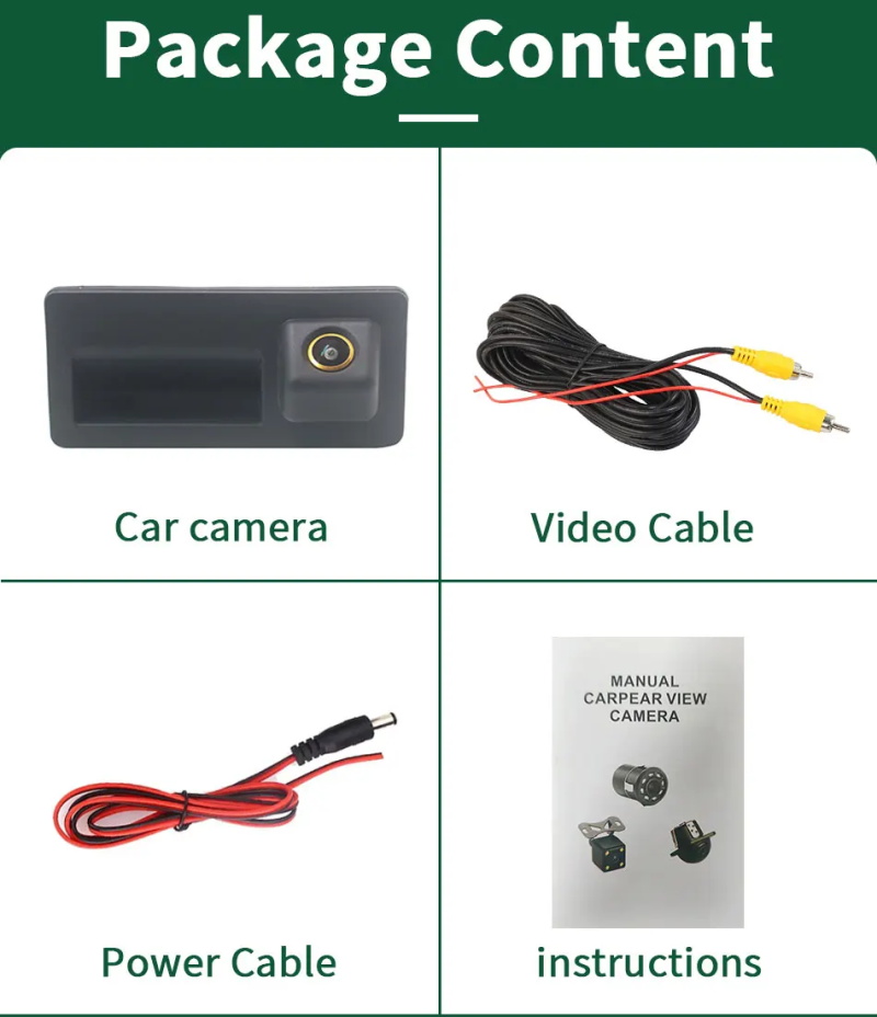 Caméra de recul AHD 1080P pour Audi, VW, Škoda, SEAT, Porsche (2008–2018)