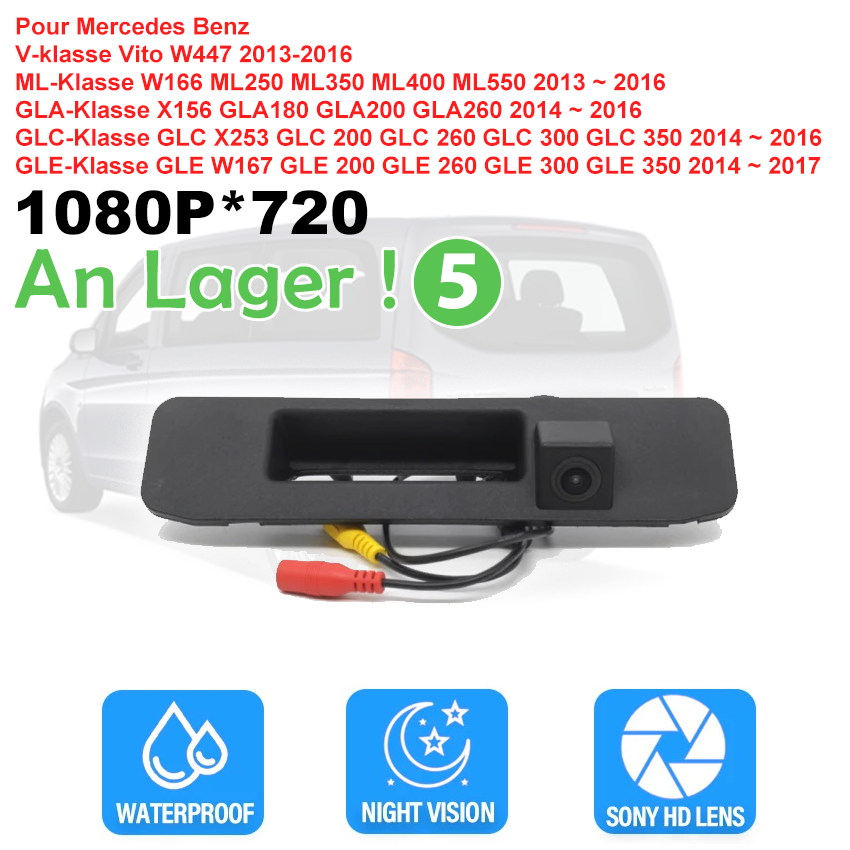 140° Telecamera posteriore a visione notturna AHD per Mercedes-Benz GLA (X156), GLC (X253), GLE (W167), ML (W166), GL/GLS (X166) e Classe V/Vito (W447) (2013-2017)