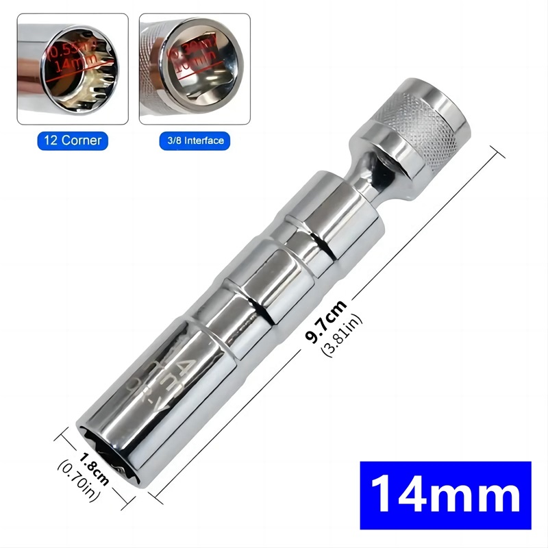 Drehmomentschlüssel für Zündkerze, 5-teiliges Set, 3/8 5–60 Nm, Zwei-Wege-Einstellung, 14 mm, 16 mm...