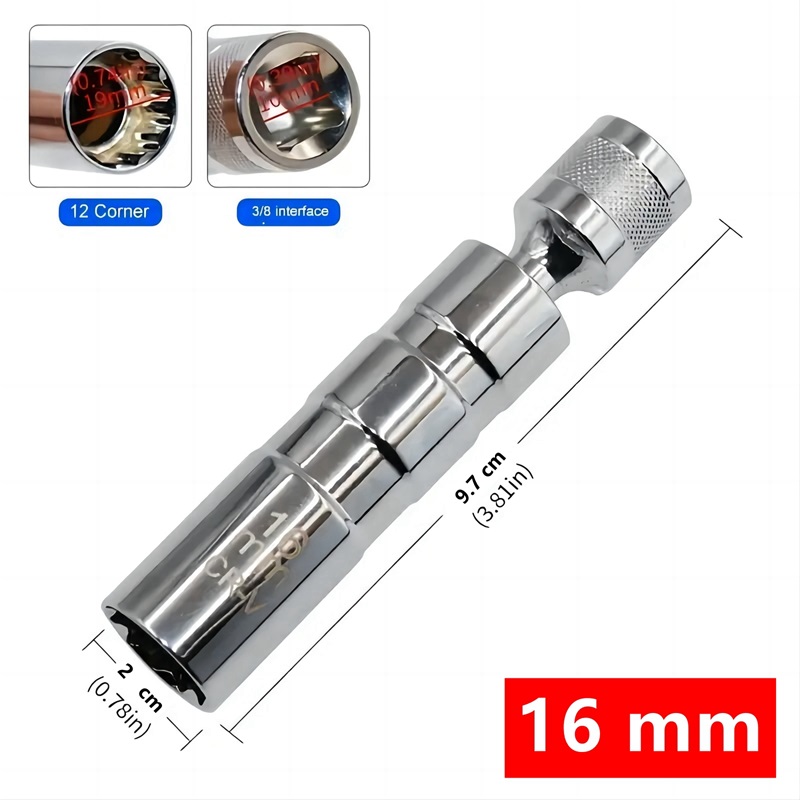 Drehmomentschlüssel für Zündkerze, 5-teiliges Set, 3/8 5–60 Nm, Zwei-Wege-Einstellung, 14 mm, 16 mm...