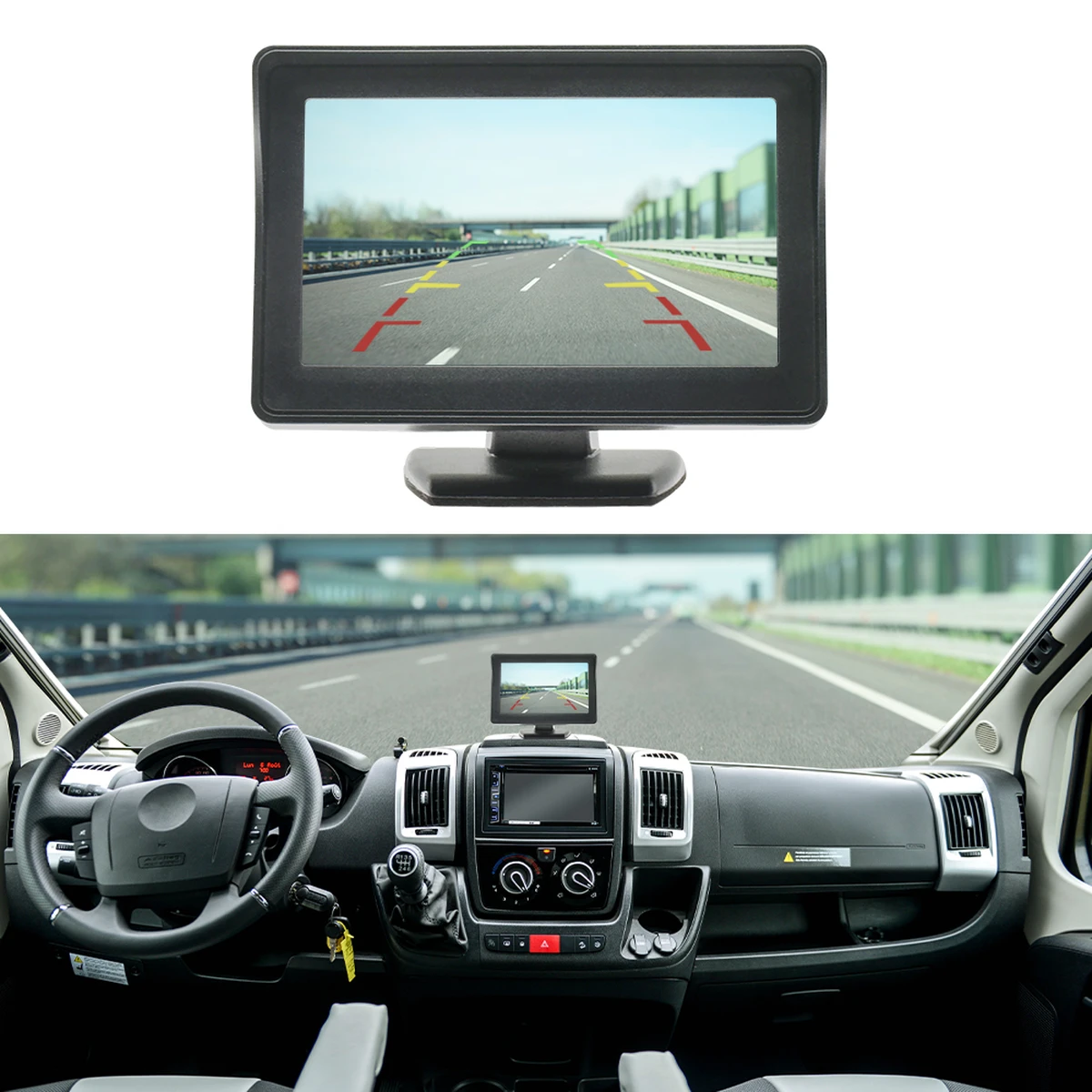 Rear view camera with 4.3-inch monitor for Fiat Ducato, Citroën Jumper, Peugeot Boxer (2006-2015)