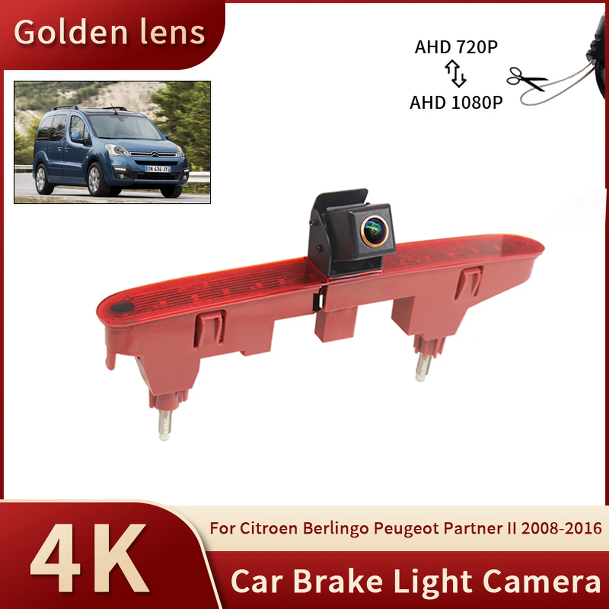 Telecamera posteriore AHD 1080P per Citroën Berlingo e Peugeot Partner II (2008-2016)
