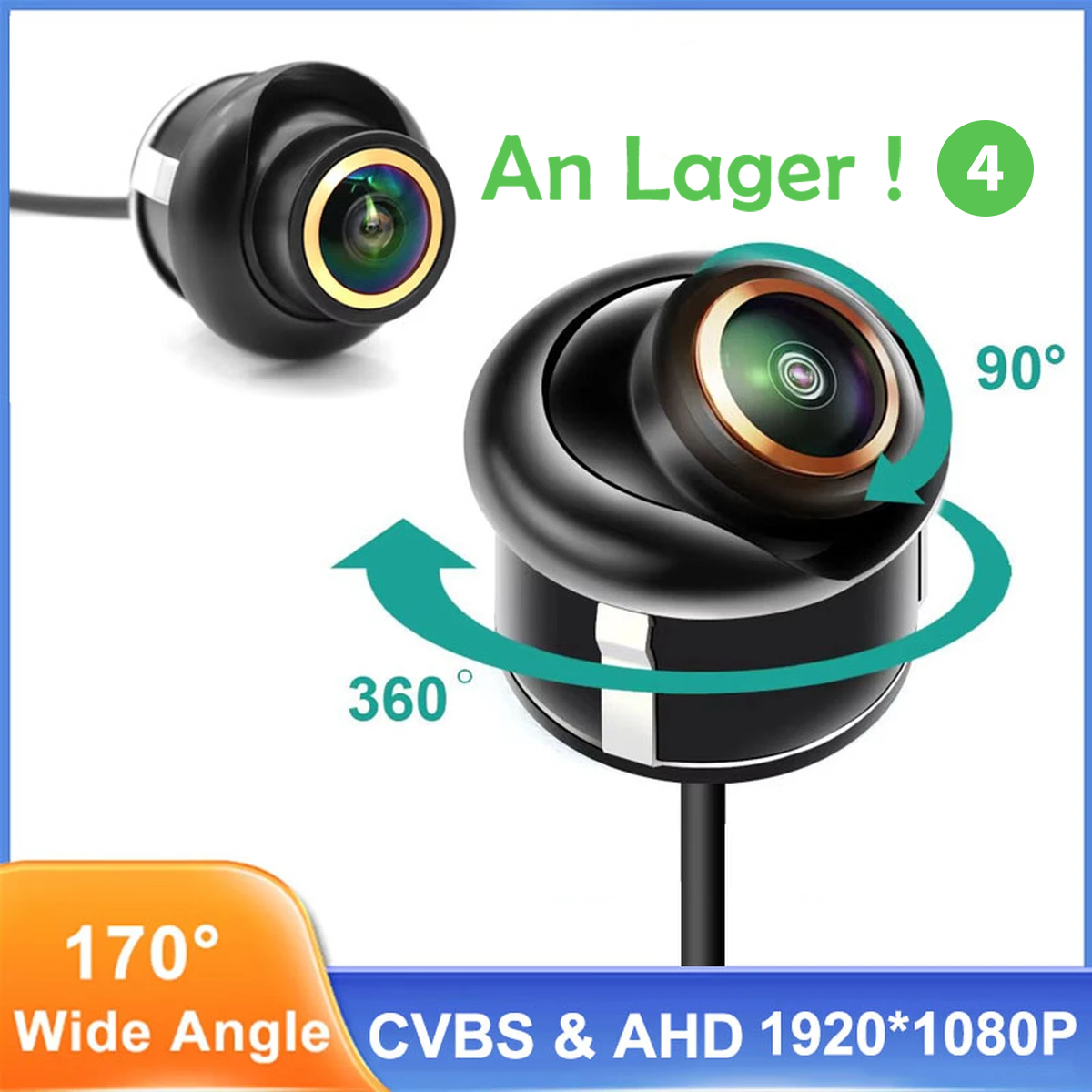 Videocamera posteriore universale AHD 1080P con grandangolo 170° e visione notturna