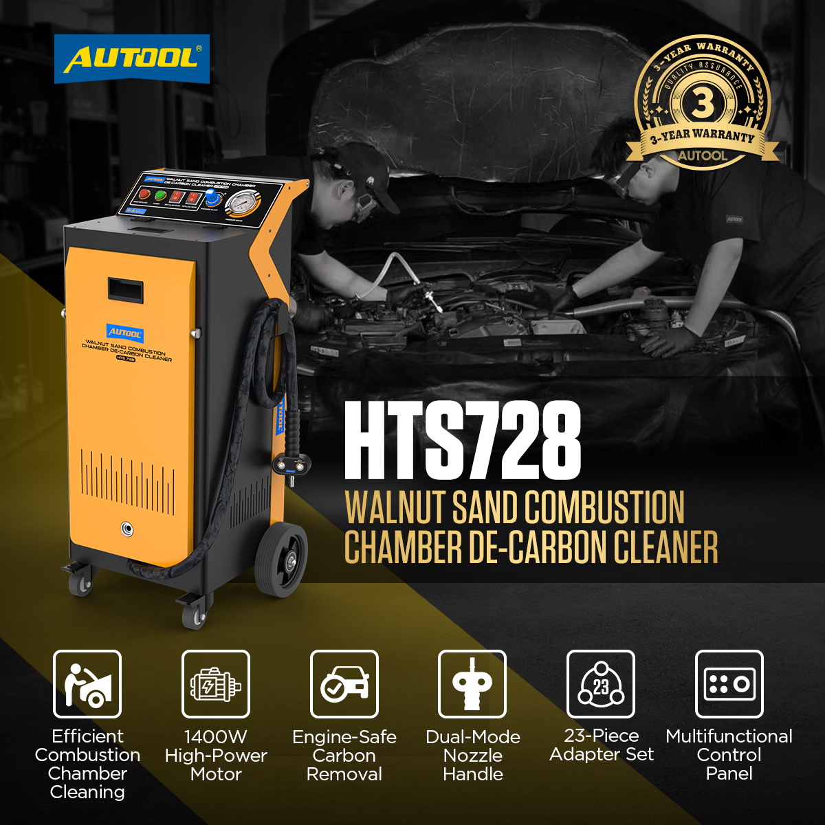 AUTOOL HTS728 Walnussschalen-Strahlgerät zur Motor-Entkohlung