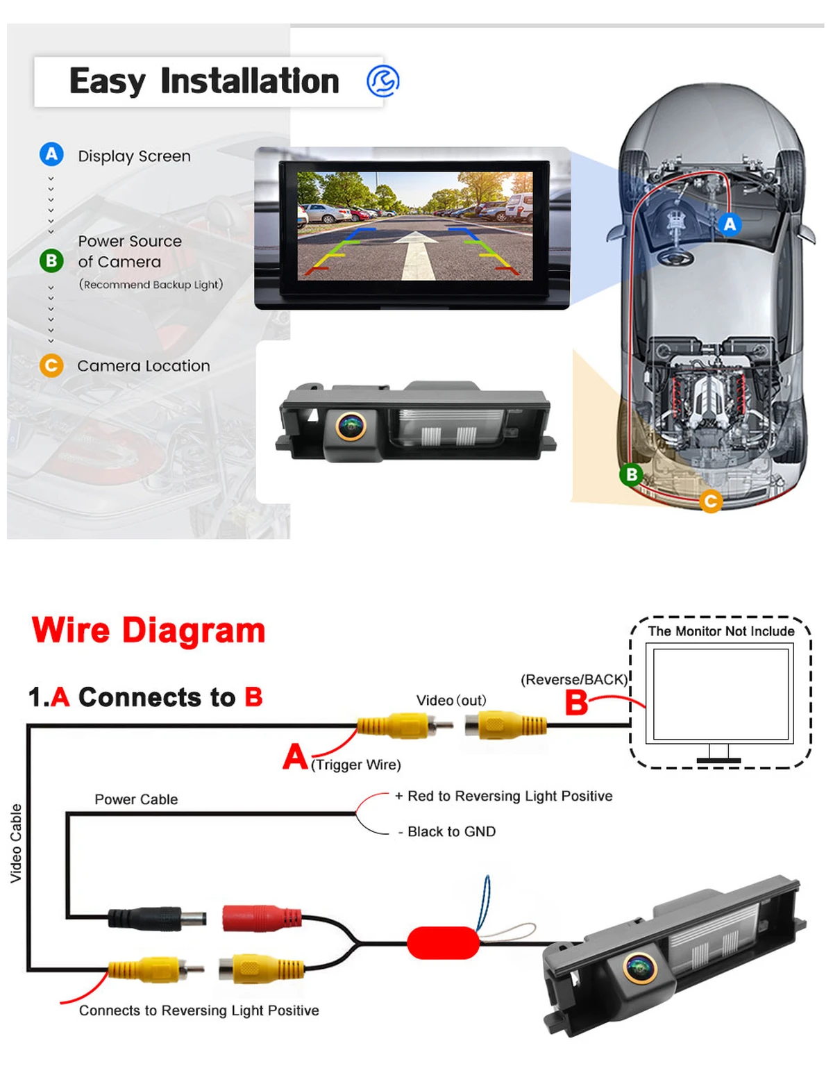 Caméra de recul AHD 1080P pour Toyota RAV4 XA30 (2003–2012)
