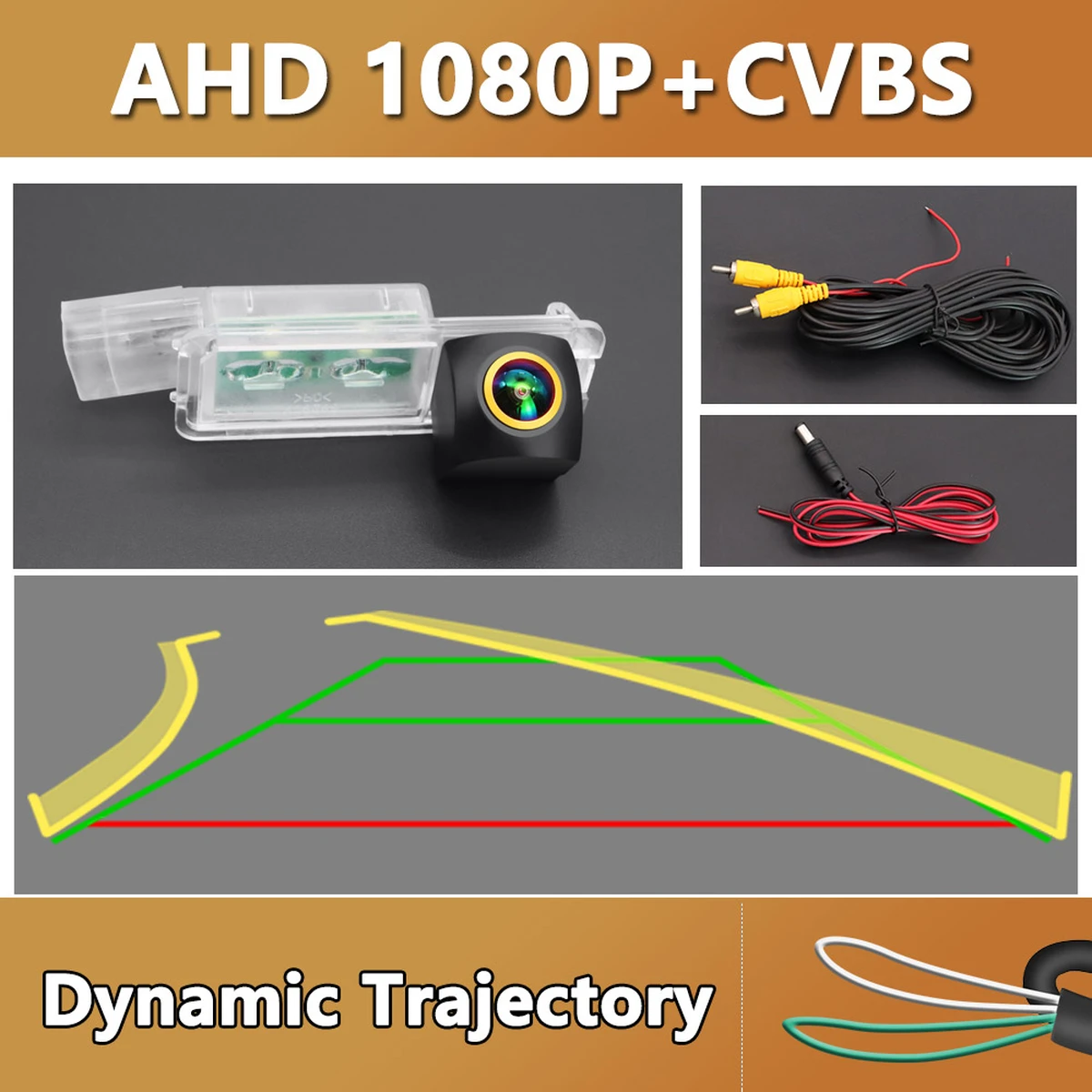 Caméra de recul AHD 1080P CCD avec lignes statiques pour VW et SEAT (Golf 5-7, Passat B7/B8, T-Roc, Beetle A5, Ibiza MK3-5, Leon, Toledo, Altea XL)