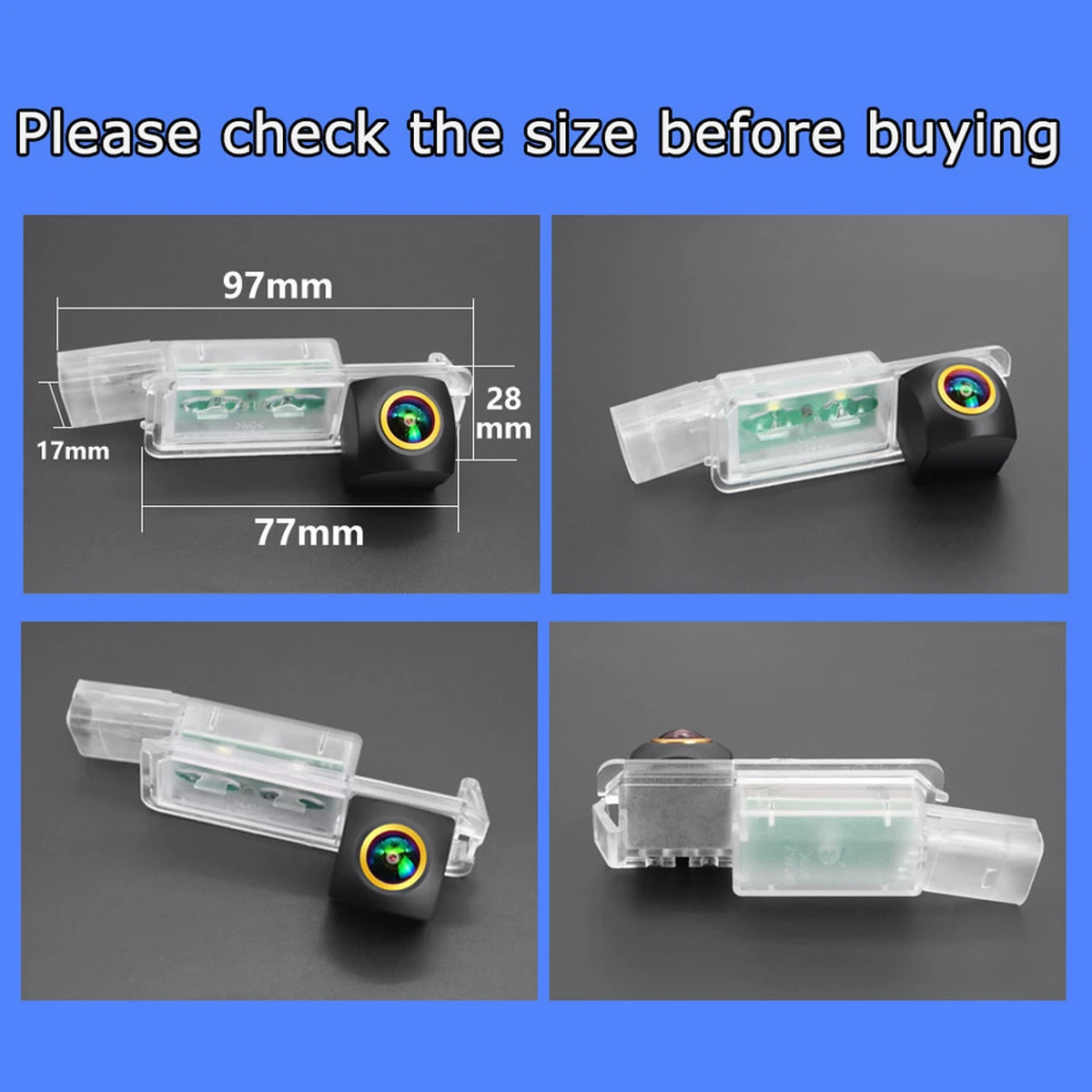 Caméra de recul AHD 1080P CCD avec lignes statiques pour VW et SEAT (Golf 5-7, Passat B7/B8, T-Roc, Beetle A5, Ibiza MK3-5, Leon, Toledo, Altea XL)